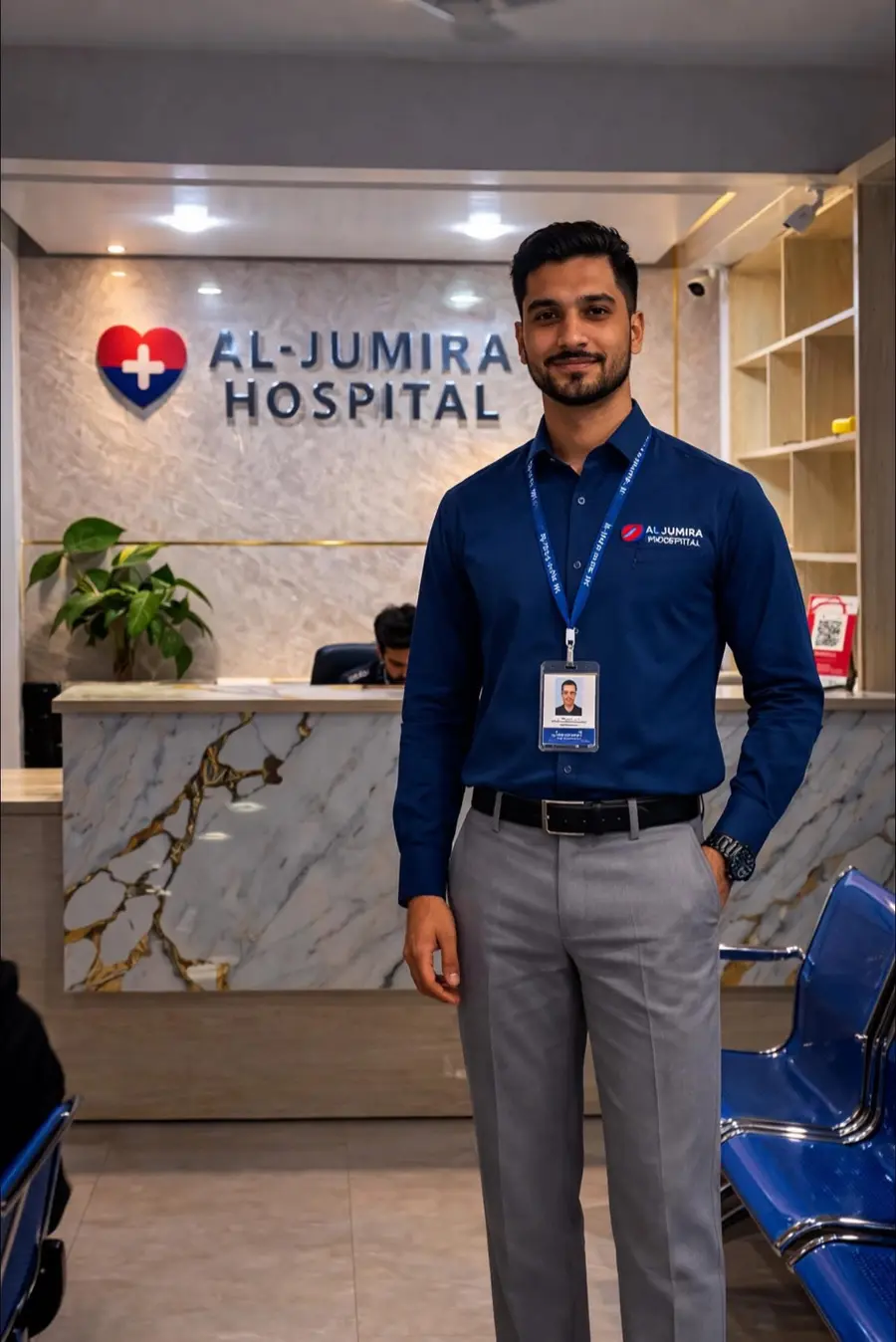 Hospital team member at reception